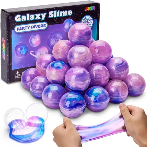 Vista 10 de JOYIN Slime Party Favors, Paquete de 24 Pelotas de Slime Galaxia - Elásticas, No Pegajosas, Sin Desorden, Alivio del Estrés y Seguras - Juguetes