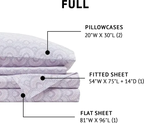 Vista 73 de Comfort Spaces Sábanas 100% algodón tamaño King, transpirables y ultra suaves, sábanas de algodón naturalmente fresco con bolsillo elástico de 14