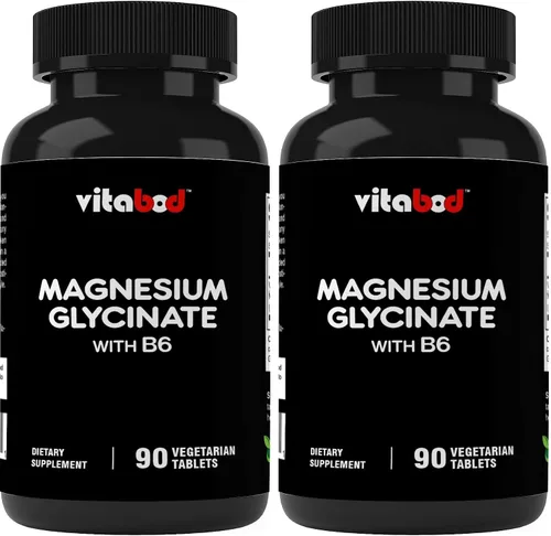 Vista 10 de Vitabod Glicinato de magnesio 1000 mg por porción que proporciona 300 mg de magnesio elemental - 90 tabletas vegetarianas - Forma quelatada - Apoya