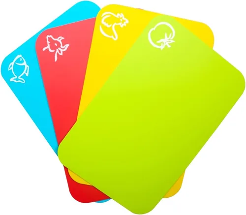 Vista 6 de Alfombrillas Pequeñas y Flexibles de Plástico para Tabla de Cortar, Alfombrillas para Tablas de Cortar con Iconos de Comida, Parte Trasera