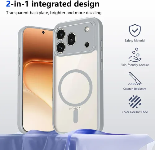 Vista 737 de Funda magnética transparente compatible con Xiaomi 17T, color negro 2 en 1 PC + TPU cubierta de teléfono a prueba de golpes, carcasa protectora