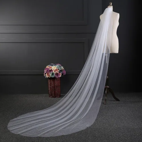Vista 4 de EllieHouse 1 Tier Plain Tulle Wedding Bridal Veil With Metal Comb E22