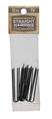 Vista 11 de Horquillas rectas de acero inoxidable resistentes y sin enganches hechas a mano (negro, 2 pulgadas)