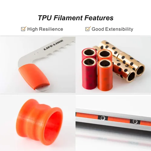 Vista 2 de Filamento TPU de 1.75mm, naranja flexible, bobina de 2.0lbs, precisión dimensional +/- 0.05mm, TPU blando 95A