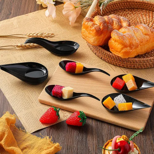 Vista 4 de Tessco - 400 mini cucharas de plástico para aperitivos de 4 pulgadas, platos desechables de degustación, cucharas de sopa asiática para salsas