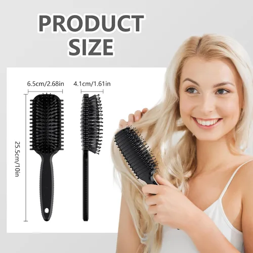 Vista 3 de Cepillo de pelo rizado, cepillo definidor de rizos, cepillo de pelo, flexible, mejora de rizos, reduce tirones (negro)