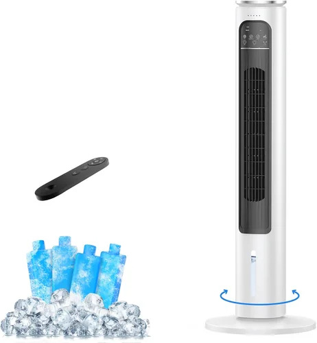 Vista 10 de FLOWBREEZE Aire acondicionado portátil sin ventanas, enfriador de aire evaporativo de 37 pulgadas con control remoto, tanque de agua de 2.5 L y 4
