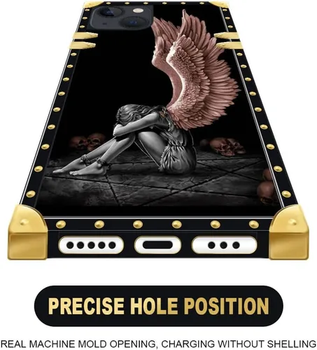 Vista 2 de DAIZAG Funda compatible con iPhone 14 Pro Max, funda de Angel Wings Girl para iPhone 14 Pro Max, decoración de metal de TPU suave a prueba de golpes