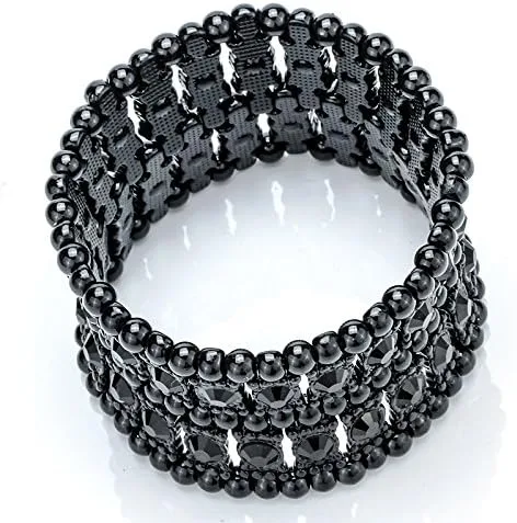 Vista 2 de Women's Multilayer Wide Stretch Cuff Bracelets Fit Various Wrist Sizes - Hypoallergenic Soft Elastic Band