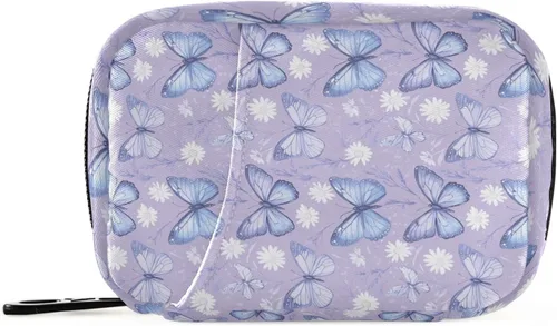 Vista 18 de Bolsa organizadora de medicamentos de viaje con bandera estadounidense con compartimentos interiores y cremallera segura para mujeres, hombres