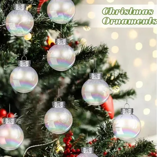 Vista 4 de 12 bolas de plástico transparente rellenables para bricolaje, bolas de Navidad de 2.36 pulgadas para Navidad, Halloween, cumpleaños, decoración