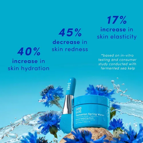 Vista 3 de Sand & Sky Mascarilla hidratante para el cuidado de la piel con ácido hialurónico - Máscara facial de hidratación intensa de agua de manantial