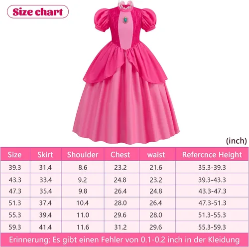 Vista 7 de Chektin Disfraz de princesa melocotón, vestido de princesa melocotón, vestidos de princesa para niñas, disfraces de Halloween para niñas
