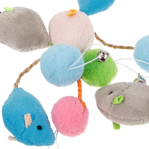 Vista 3 de 6pcs Plush Mouse Cat with Bells Interactive Teasing Plaything for Indoor Cats Kitten Chewing Exercise Replacement Scratch Treat