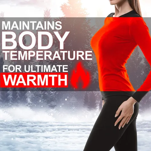 Vista 3 de Emprella Ropa interior térmica para mujer, conjunto de ropa de capa base ultra suave para mujer