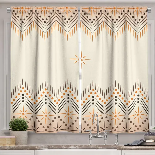 Vista 22 de Ambesonne Cortinas rústicas de cocina, recetas temáticas de verduras para chef, tablones de madera rústica, imagen de arte, cortinas de ventana