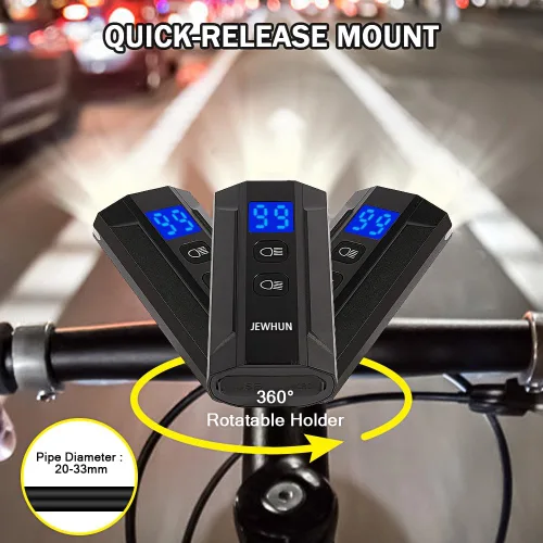 Vista 3 de Juego de faros y luces traseras recargables para bicicleta con pantalla LCD, luz LED brillante de 1200 lm con 13+5 modos, luces delanteras