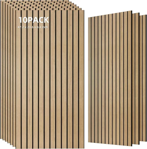 Vista 30 de TO-TH Juego de 4 paneles de pared insonorizados de 47.2 x 23.6 pulgadas con aspecto de madera, absorben el sonido, paneles acústicos grandes