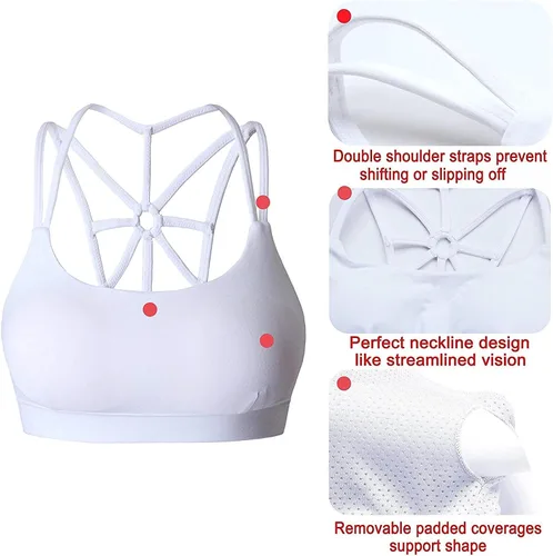 Vista 4 de YIANNA Brasieres deportivos para mujer con espalda cruzada con relleno brasier deportivo de soporte medio entrenamiento para correr yoga