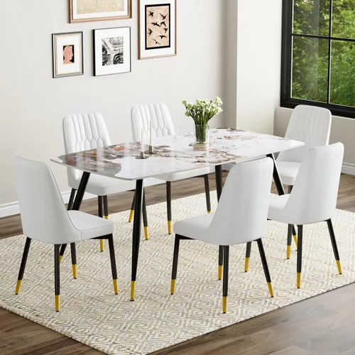 Vista 80 de Juego de 4 mesas de comedor negras para mesa de comedor de 4,50 pulgadas para 4, sillas de cocina de piedra sinterizada, fácil de montar, adecuado