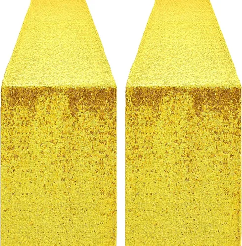 Vista 45 de Pufogu - Camino de mesa de lentejuelas brillantes de 12 x 72 pulgadas para fiestas de cumpleaños, decoración de bodas, despedidas de soltera
