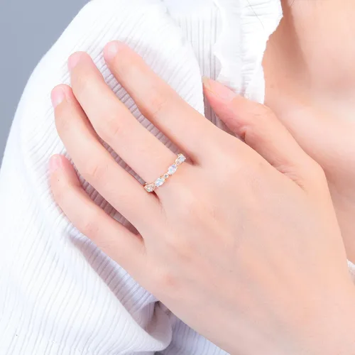 Vista 2 de CiNily Anillos de oro chapados en oro de 14 quilates, anillos de ópalo creado para mujer, compromiso Boda Anillos de compromiso de eternidad