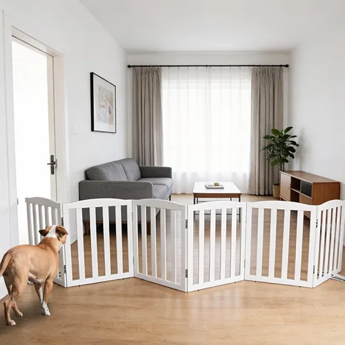 Vista 24 de Puerta Independiente para Perros para Interiores, Puerta para Perros Plegable, Puertas para Mascotas para Entradas, Escaleras o Pasillos, Puerta