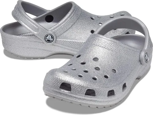 Vista 6 de Crocs Zuecos clásicos brillantes unisex para adultos zapatos metálicos y con purpurina Metálico