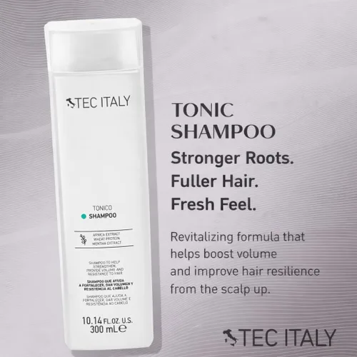 Vista 2 de Tec Italy Tonico Champú voluminizador para fortalecimiento del cabello fino y débil, añade grosor corporal, limpiador diario suave, cuidado ligero