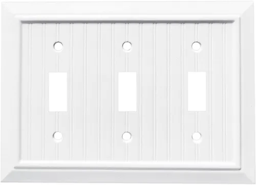 Vista 17 de Placas de pared clásicas de tablilla ranurada blanco puro, cubiertas de interruptor de luz, cubiertas de tomacorrientes eléctricos, placas