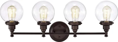 Vista 3 de Chloe Lighting Milo - Accesorio de tocador de baño de bronce aceitado de 4 luces de transición, 30 pulgadas de ancho