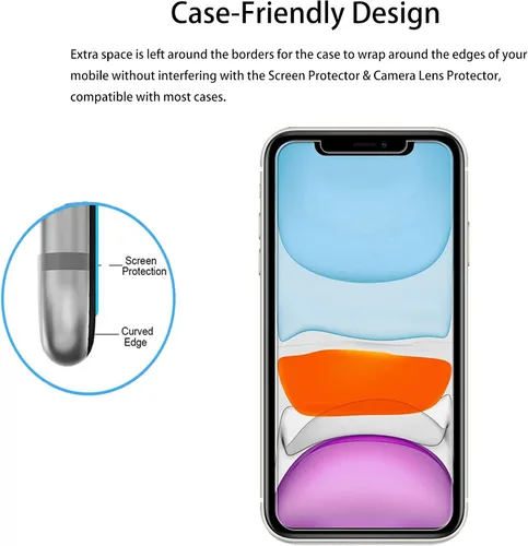 Vista 7 de Marco de fácil alineación diseñado para iPhone11 / iPhoneXR Película protectora de pantalla de vidrio templado, paquete de 2