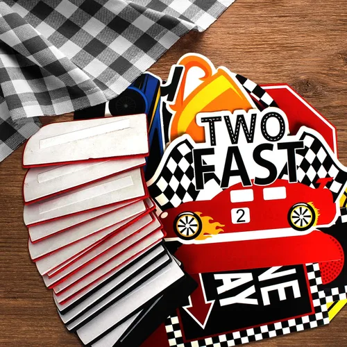 Vista 2 de LINGTEER Race Car Two Fast Birthday Table Honeycomb Centros de mesa – 9 piezas Let's Go Racing Happy 2nd Birthday Party Decoración de mesa
