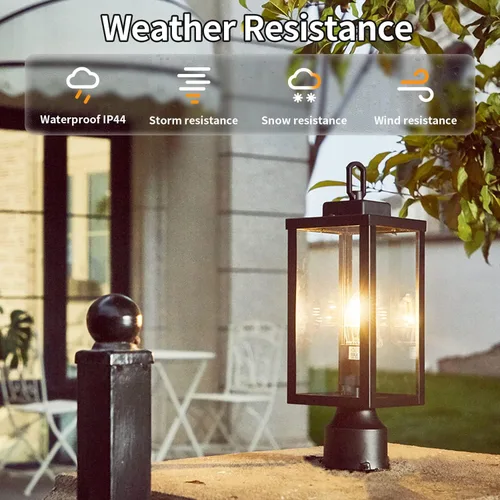 Vista 6 de Luces de poste para exteriores, lámpara de poste con enchufe E26, impermeable y antioxidante, moderna iluminación exterior de pilar, lámpara negra