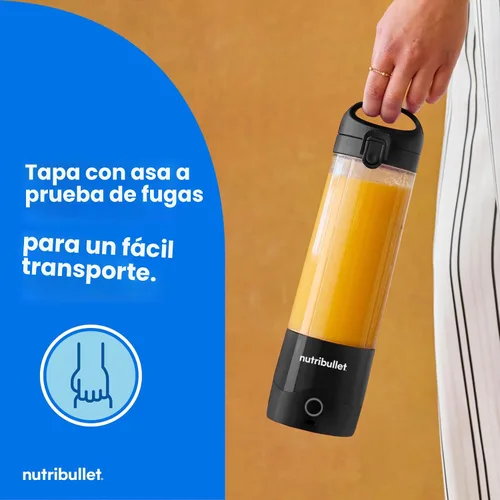 Vista 4 de NutriBullet Batidora portátil, sin cables, recipiente de 20oz, licuadora personal, recargable USB-C, negra, NBPB50100K