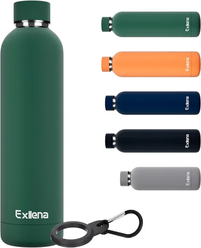 Vista 35 de Exllena Botella de agua pequeña de 12 onzas con clip, doble pared de acero inoxidable al vacío, pequeña botella de agua aislada que mantiene