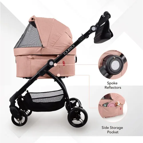 Vista 4 de ibiyaya New Cleo Sistema de viaje 3 en 1, cochecito para mascotas, transportador, bolsa para perros pequeños, medianos y gatos, ligero, 44 libras