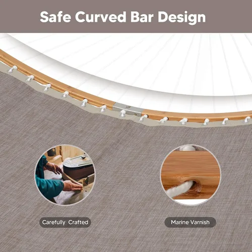 Vista 3 de SUNCREAT Hamacas para exteriores con barra separadora, hamaca portátil junto a la piscina para exteriores con bolsa de transporte, color café
