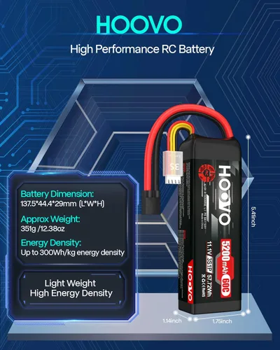 Vista 3 de HOOVO 3S LiPo Batería 11.1V 5200mAh 60C TR Plug Softcase RC Batería para RC Car RC Truck Avión Helicóptero Barco Carreras RC Hobby