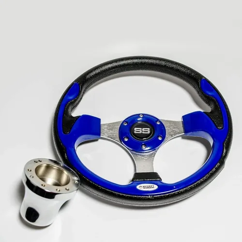 Vista 6 de Huskey - Volante de carrito de golf azul cobalto de 12.5 pulgadas para Club Car DS 1984 modelos eléctricos y de gasolina, estilo de carreras