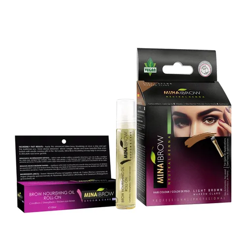 Vista 39 de Polvo de tinte para cejas natural marrón medio de MinaiBrow Kit de tinte instantáneo a prueba de manchas con cepillo doble biselado Marrón medio +