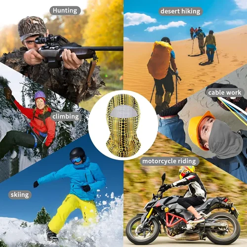Vista 7 de Achiou - Pasamontañas, máscara facial, para hombres o mujeres, máscara de cara completa con capucha, para nieve, motocicleta, correr, clima frío