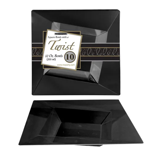 Vista 8 de Party Essentials platos cuadrados de plástico duro, 8", 120 negro (Black Classic)