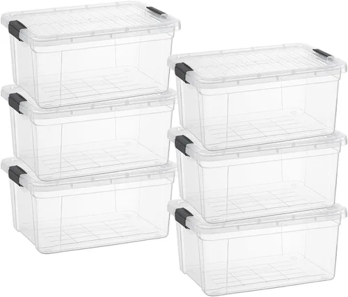 Vista 78 de Superio - Contenedores de almacenamiento de plástico transparente de 1.27 cuartos de galón con tapas, contenedores organizadores apilables, cajas