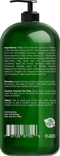 Vista 3 de New York Biology Tea Tree Gel de baño con árbol de té menta para hombres y mujeres, ayuda a eliminar la picazón y la picazón en la piel, hongos