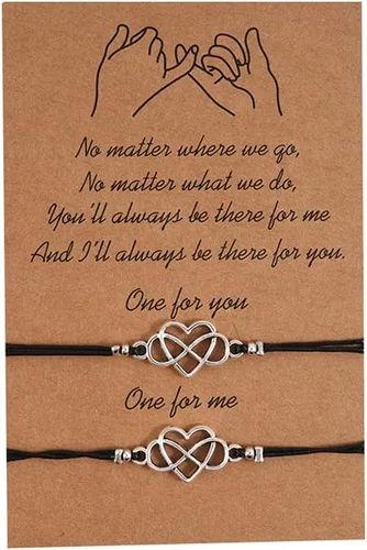Vista 2 de YALLNASL Regalo de aniversario de Navidad para parejas, amigos, pulseras de amistad a juego para marido, esposa, mejores amigos, juego de pulseras