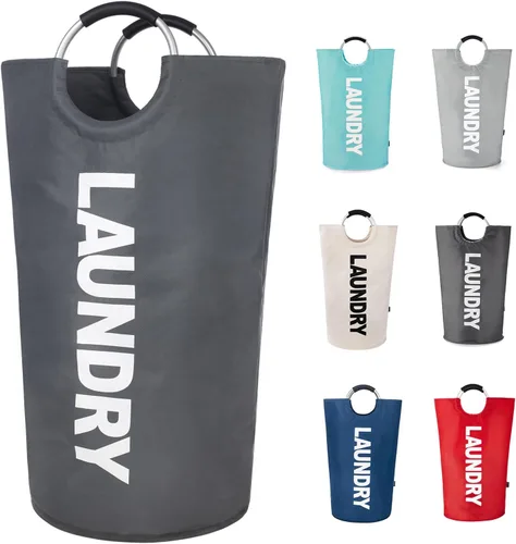 Vista 12 de Twira Cesta de lavandería grande de 90 litros, cesta de lavandería que se mantiene bien, bolsa de lavandería con asas acolchadas, contenedor de ropa