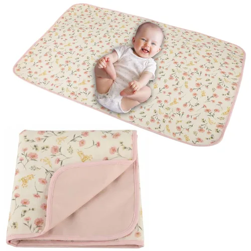 Vista 14 de Cambiador de pañales para bebé, 19.7"x25.6" forros impermeables para cambiador con parte superior frontal de algodón 100% muselina y parte trasera
