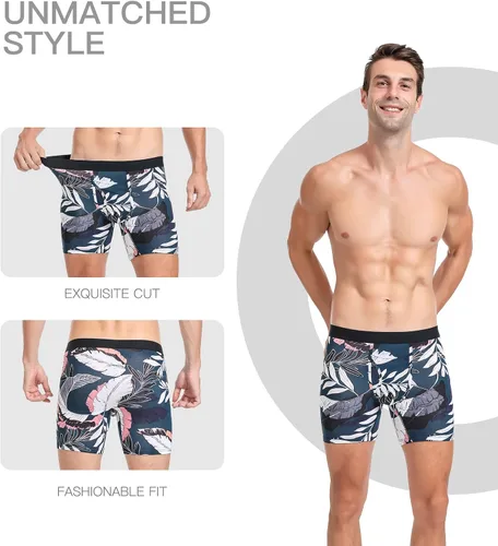 Vista 3 de Calzoncillos tipo bóxer para hombre, de viscosa de bambú, suave, cómodo, paquete múltiple
