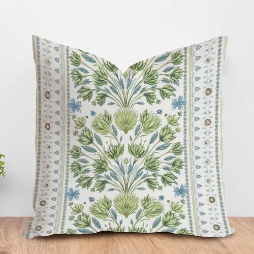 Vista 60 de ArogGeld Funda de cojín con flores verdes y blancas con flores grises y negras y hojas verdes en estilo chinoiserie, funda de almohada cuadrada